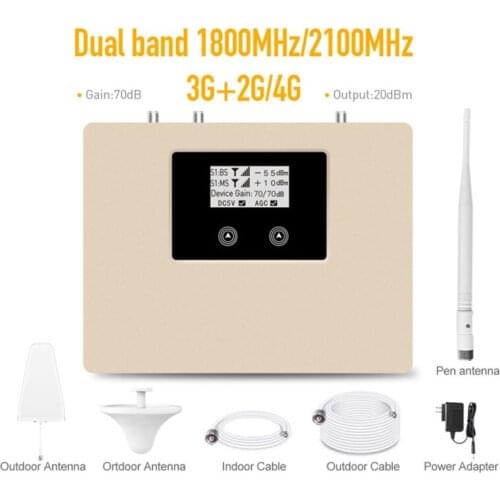 New Arrival!LCD display 2g 3g 4g mobile signal booster DUAL BAND 1800/2100mhz cellular signal cell phone repeater amplifier kit