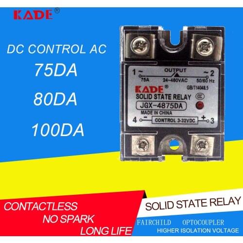 Jgx/ssr-75DA / 80da / 100DA DC controlled AC SSR single phase solid state relay with plastic dust cover