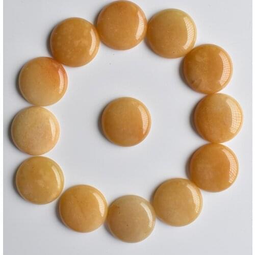 Wholesale 20pcs/lot hight quality natural stone yellow round cabochon beads 25mm for jewelry Accessories making free shipping