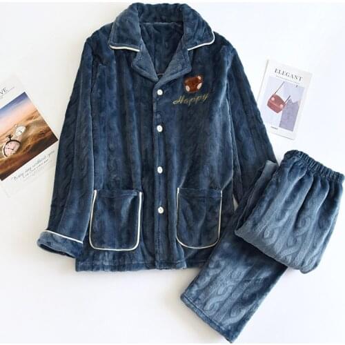 Lovers Pajamas Sets Thick Warm Velvet Sleepwear Women Long Sleeve Trousers Two Piece Suit Mens Home Clothes Loose Lounge Wear