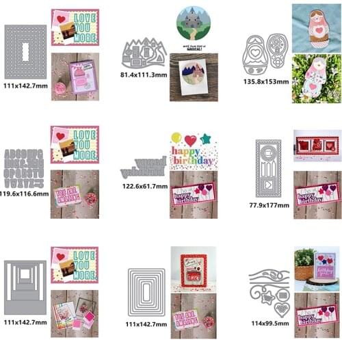 Rectangle Irregular Alphabet Female Doll Birthday Word Metal Cutting Dies for Scrapbooking Album Paper Diy Cards Crafts New Dies
