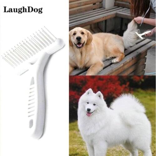 White Rake Comb for Dogs Brush Pet Comb Grooming And Care Massage Automatic Remove Hair Open Knot Remover Cleaning Supplies Pug