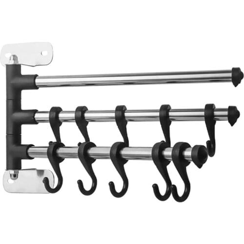 Kitchen Sliding Hooks, Hanging Rack Rail Organize Kitchen Tools with 10 Utensil Removable S Hooks for Towel, Pot Pan