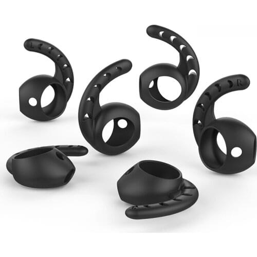Replacement Soft Silicone Antislip Ear Cover Hook Earbuds Tips Earphone Silicone Case for EarPods 3 Pairs Black