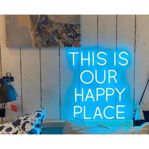 Led Aesthetic THIS IS OUR HAPPY PLACE Flex Light Sign For Home Room Wall Decor Kawaii Anime Cute Bedroom Decoration
