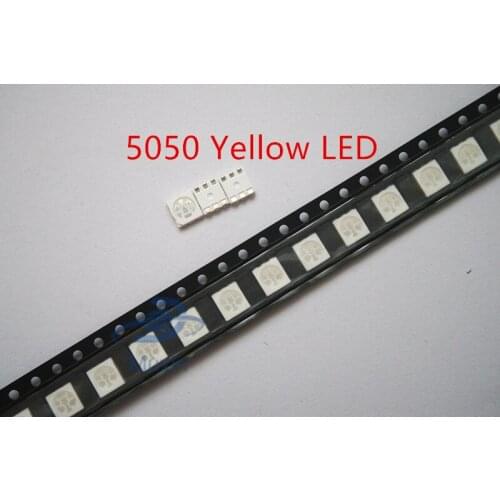 5050 SMD LED Chip Yellow 50pcs Ultra Bright 60mA DC 2V Surface Mount Beads Light Emitting Diode LED Lamp Electronics Components