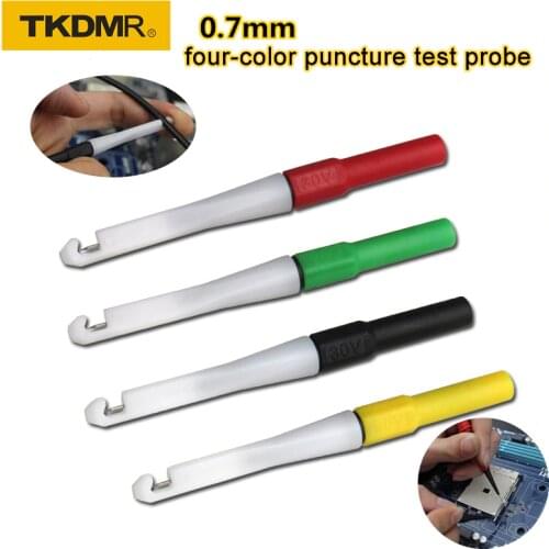 TKDMR 4mm Socket Insulation Piercing Needle Non-destructive Back Probe Pin Test Probes Red/Black/Yellow/Green Mini Wire Piercer