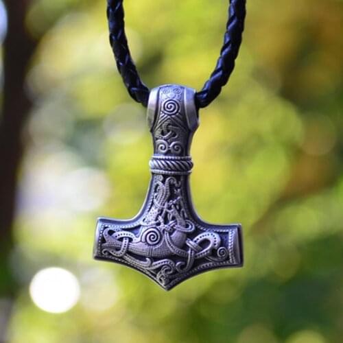 Viking Stainless Steel Tor Hammer Mjolnir Pendant Scandinavian Necklace Nordic Amulet Jewelry