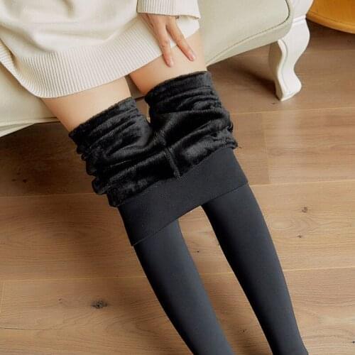 Winter Plus Velvet Thick Warm Women Leggings High Waist Solid Slim Elastic Pants Female Seamless Soft Warm Trousers Plus Size