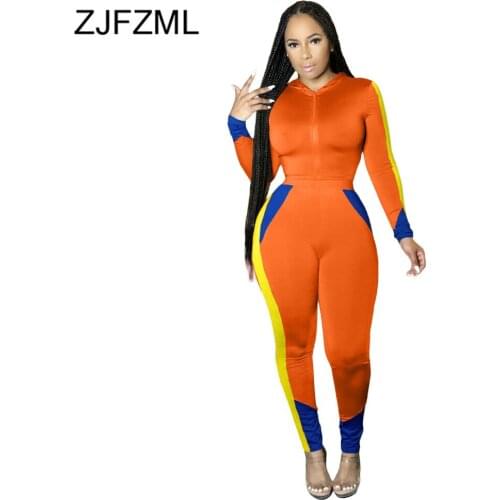 Women High Elastic Tracksuit Fitness Two Pieces Set Hooded Long Sleeve Tops and High Waist Legging Color Block Sporting Outfits