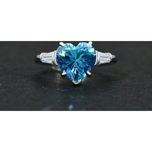 Romantic Heart 10MM Simulated Moissanite Diamond Wedding Engagement Rings Women Solid Silver 925 Sterling Jewelry