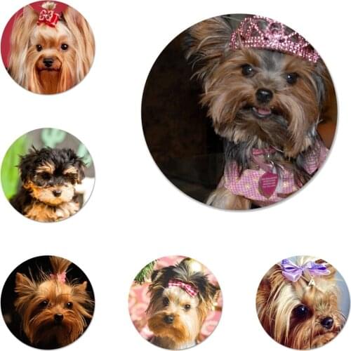 Yorkshire terrier dog puppy Icons Pins Badge Decoration Brooches Metal Badges For Backpack Decoration 58mm