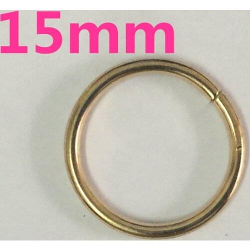 50pcs/Lot 15MM Gold O Rings of leather AccessoryMetal Plating Welded Buckles for Belt Purse Bags Craft DIY