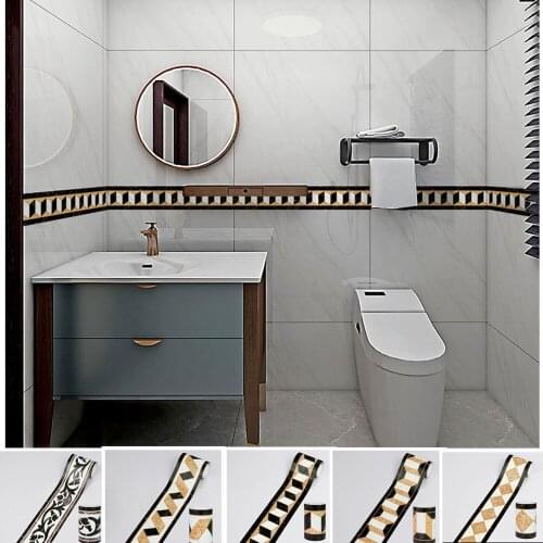 1Roll Waterproof PVC Tile Stickers Line Tape Bathroom Kitchen Self-adhesive Waist Corner Wallpaper