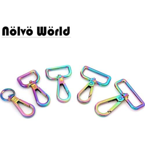 Nolvo World 10-50pcs 13-19-25-32-38mm NEW Rainbow trigger snap hook metal swivel clasp lobster claws swivel hooks wholesale