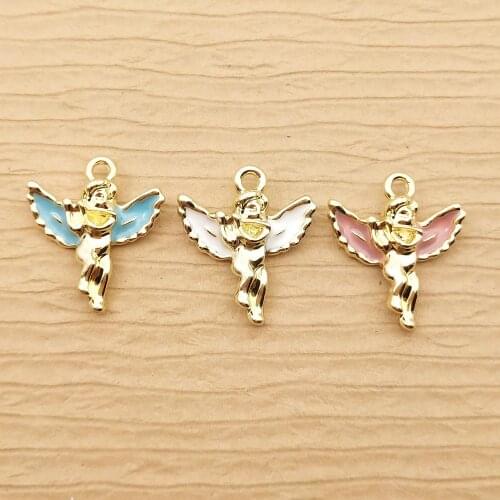 10pcs 16x18mm fashion enamel angel charm for jewelry making earring pendant bracelet necklace charms