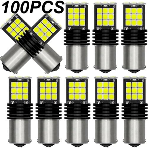 100pcs Signal Lamp P21w Led Ba15s 1156 Py21w Bau15s Bulb 3157 T25 T20 7443 White 1157 Led Bay15d P21/5w Turn Brake Backup Light
