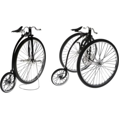 2 Sets 1:10 Alloy Diecast Racing Tricycle + High Wheel Bike Model Bicycle Toy Collection Showcase Display