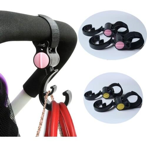 2pcs multipurpose Belt Baby Pram Stroller Pushchair Swivel Hanger Hooks Carriage Accessories Rotatable carrier Holder