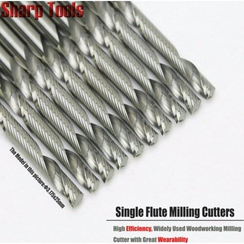 3.175mm Single Flute Milling Cutter Tungsten Carbide CNC Router Tool - Acrylic End Mill Spiral Engraving Cutting Bits CEL25-52mm
