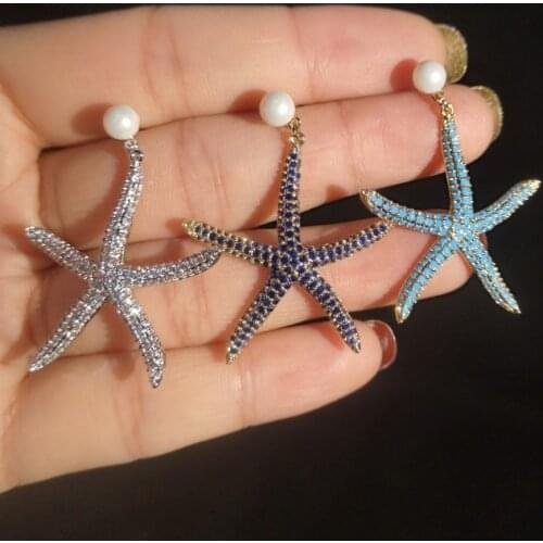 3 Pairs Fashion S925 Silver Needle Zircon Starfish Earrings Mix Color Jewelry Earrings Gift Earrings Gift Star Earrings Fashion