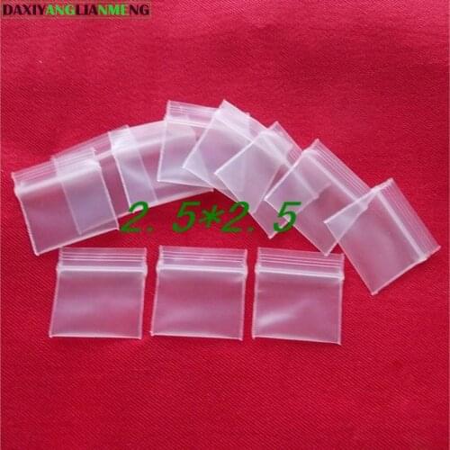 300pcs WxL: 2.5x2.5cm thickness 0.2mm PE zipper plastic transparent bag , zipper plastic bag , clear zipper packaging bags