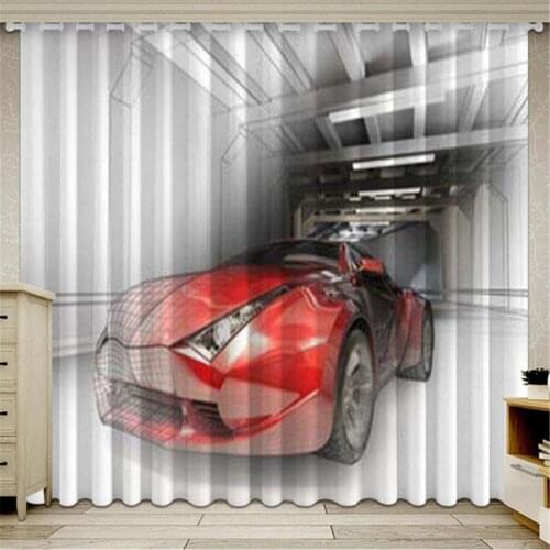 3D Sports Car Windows Curtains For Living Room Kids Beautiful Scenery Blackout Curtains Ultra-thin Micro Shading Drapes Custom