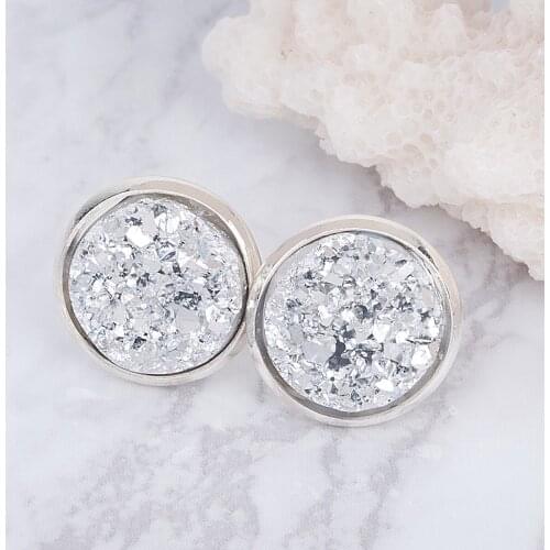 8Seasons Copper Ear Post Stud Earrings Round Silver color Silver W/ Stoppers 16mm x 14mm,1 Pair Hot new