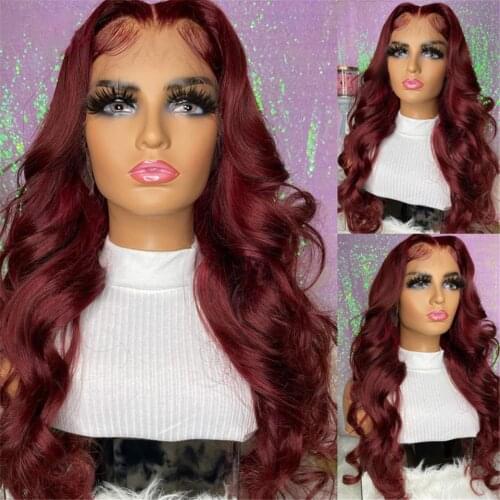 99J Ombre Body Wave Human Hair Wigs for Black Women Burgendy 13*4 Lace Front Wig 99J Closure Wig Brazilian Remy Hair Pre Plucked