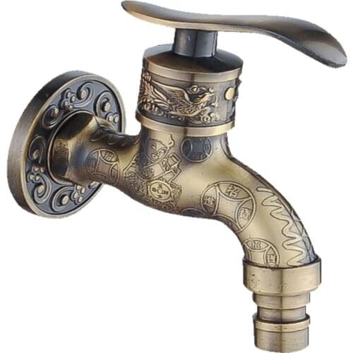 Antique Bronze Wall Mounted Tap Water Sink Faucet Vintage Washing Machine Tap Outdoor Garden Hose Single Cold Water Tap