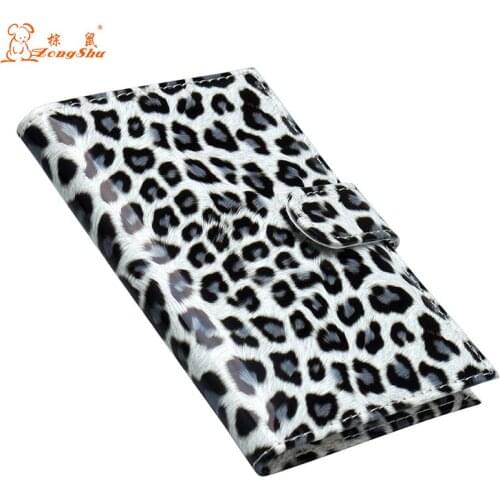 White Small Leopard Pattern Buckle Design Complex Style Pu Leather Passport Cover Card Holder Unisex Travel Passport Holder
