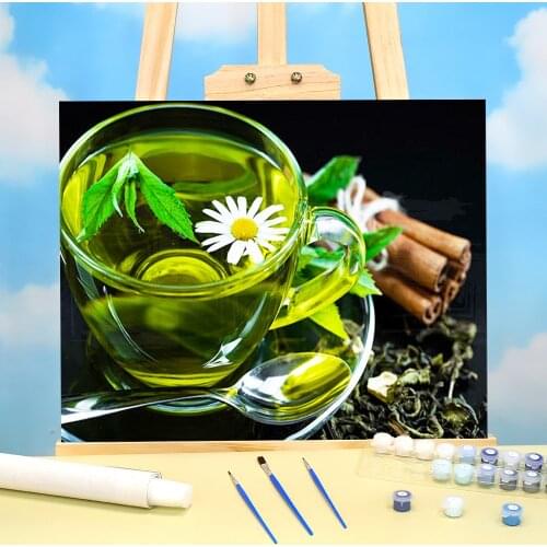 Scenery Flower Tea Painting By Numbers Set Oil Paints 40*50 Paiting By Numbers Loft Wall Picture For Children Handiwork