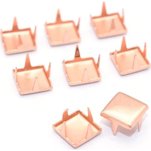 Metal Rose Gold Square Claw Studs 4 Cone Claw Rivets Spike Nailheads Rivets For DIY Craft Making Jacket Bags Belts Leather Craft