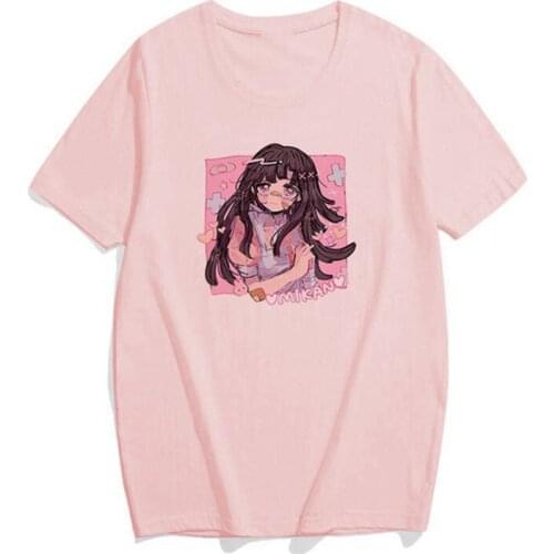 Mikan Tsumiki Cartoon Cute Anime Kawaii Pink Sweet Girls Japan Streetwear Harajuku Casual Top Vintage Loose Summer Women T-shirt