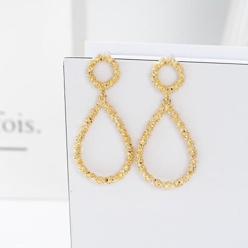 Jaeeyin Trendy Party Classic Statement Big Hoop Stud Dangle Earring Jewelry Packaging Hollow Tear Drop Zinc Alloy Gold Plated
