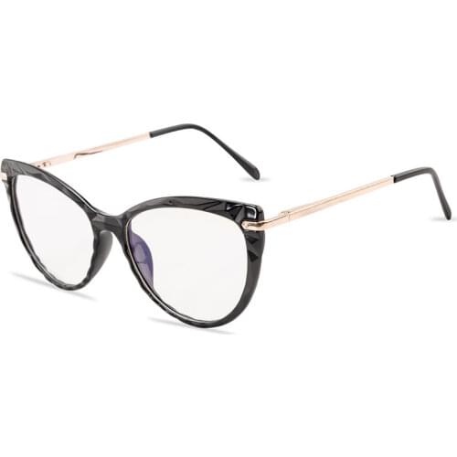 Fashion Women Cat Eye Anti Blue Light Glasses 2021 Black Frame Luxury Design Computer Female Eyeglasses Clear Lens