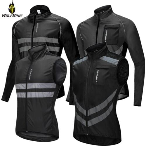 WOSAWE High Visibility Mens Cycling Jackets MTB Bike Sports Windbreaker Lightweight Reflective Waterproof Rain Coat M-3XL