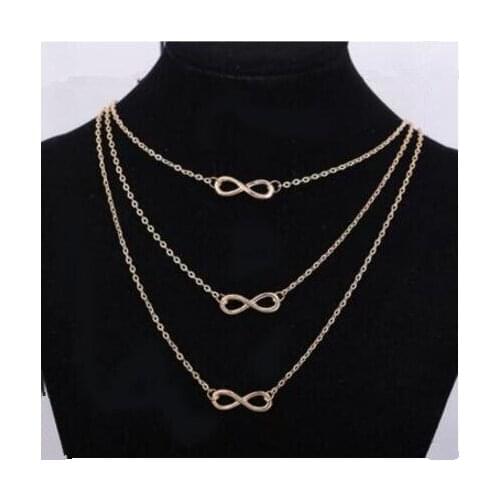 N862 Gothic punk exquisite multi-layer necklace clavicle combination fashion Geometric 8 words Female charm necklace jewelry