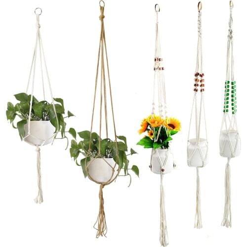 Handmake Macrame Wall Hanging Plants Hanger Hook Flower Pot Home Countyard Garden Balcony Decor Plant Pots Hang Decoration Sling