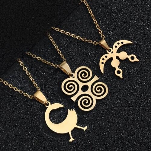 Stainless Steel Adinkra Gye Nyame Necklace For Women Men African Symbols Pendant Necklace Gold Chain Jewelry Bijoux Collier