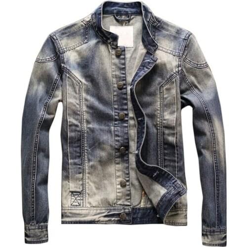 New High Street Autumn European and American Style Mens Denim Jackets Overcoats Loose Fit Motorcycle Jackets and Coats A206