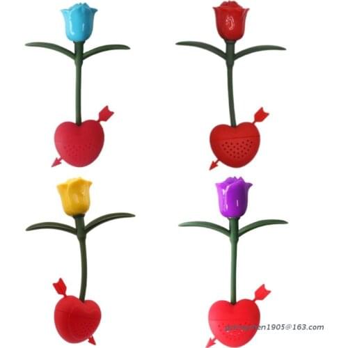 P8DE Tea Infuser Rose Flower Filter Diffuser Loose Tea Silicone Strainer for Different Mugs and Leaves Kitchen Bar Tool