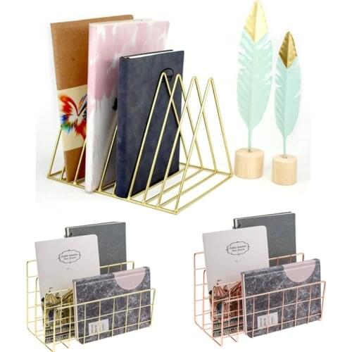Solid 9 Grid File Storage Shelf Book Stand Desktop Nordic Wrought Iron File Book Holder Office Desk Storage Book Organizer Handy