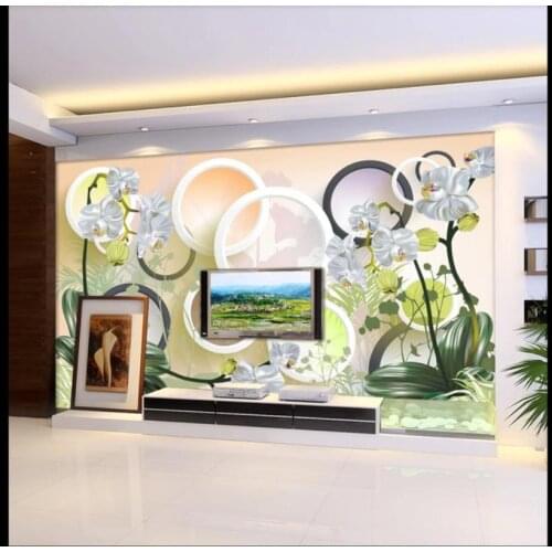 Custom photo wallpaper for walls 3 d flower 3d living room circle butterfly flower mural TV background wall decoration painting