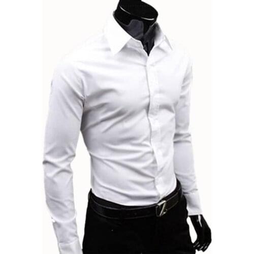 Shirts for Men Business Shirt Plus Size Male Formal Blouse Turn Down Collar Tops Long Sleeve Camisas White Basic Mens Shirts