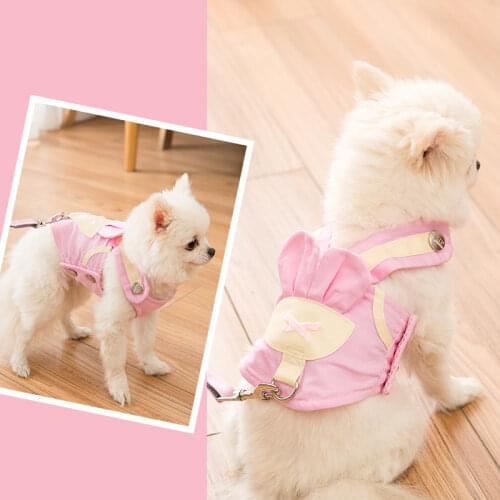 Cute Dog Cat Harness With Leash Adjustable Vest Comfortable Collar Breathable Pet Clothes For Puppy And Medium Dog Cat Supplies