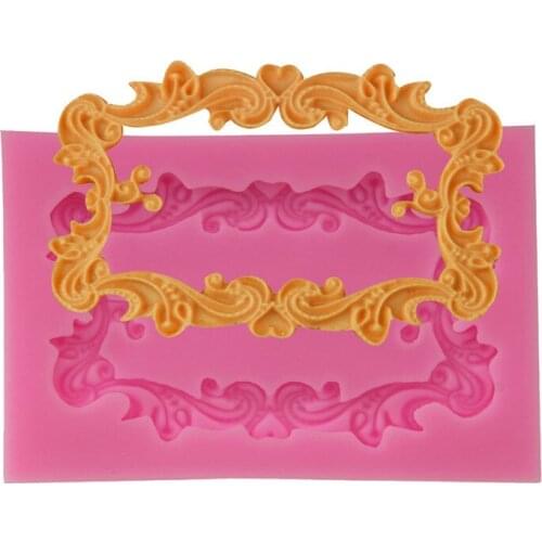 Vintage Rectangular Photo Frame Silicone Mould Fondant Cake Decorating Mold Chocolate Mould DIY Baking Tools