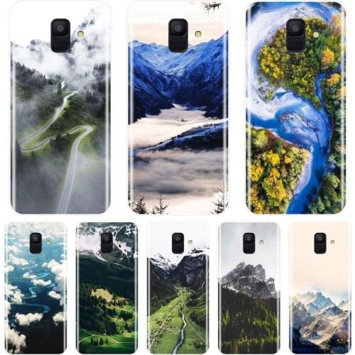 Back Cover For Samsung Galaxy A5 A7 2018 A6 A8 Plus Mountain Travel Blue Soft Phone Case Silicone For Samsung A3 A5 A7 2016 2017