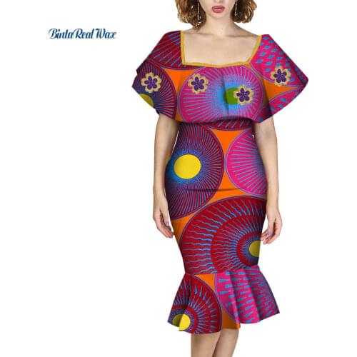 Women Clothing African Dresses for Women Print Draped Dresses Vestidos Bazin Riche African Ankara Wedding Party Dresses WY4169