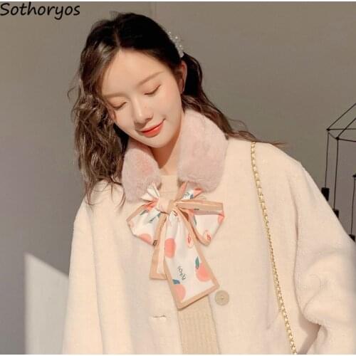 Scarves Women Winter Warm Printed Kawaii Funny Girls All-match Stylish Womens Scarf Korean Style Streetwear Female Patchwork